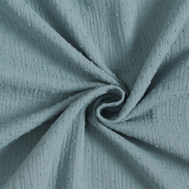 Tissu double gaze de coton dobby – bleu acier,  image number 3