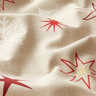 Tissu de décoration Semi-panama Etoiles scintillantes – or/rouge, 