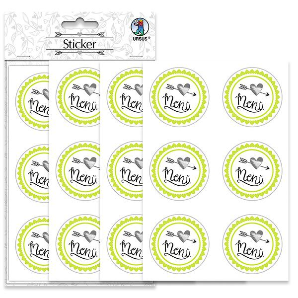 Set d'autocollants menu mariage Ø 4,8 cm [ 24 Pièces ] – écru/vert,  image number 4