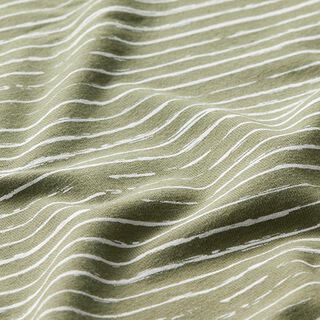 Jersey de coton Rayures en gribouillage – kaki, 