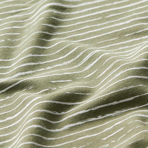 Jersey de coton Rayures en gribouillage – kaki,  image number 2