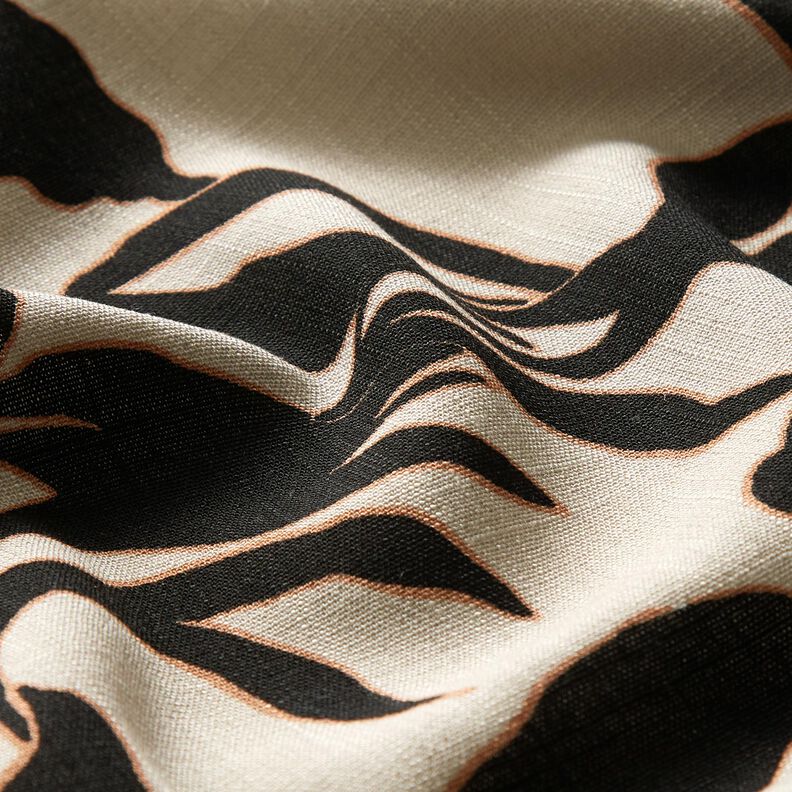 Tissu viscose Feuilles luxuriantes  – amande/noir,  image number 2
