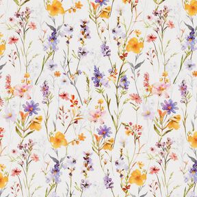 Tissu de décoration Sergé coton Fleurs sauvages – ivoire/lilas, 