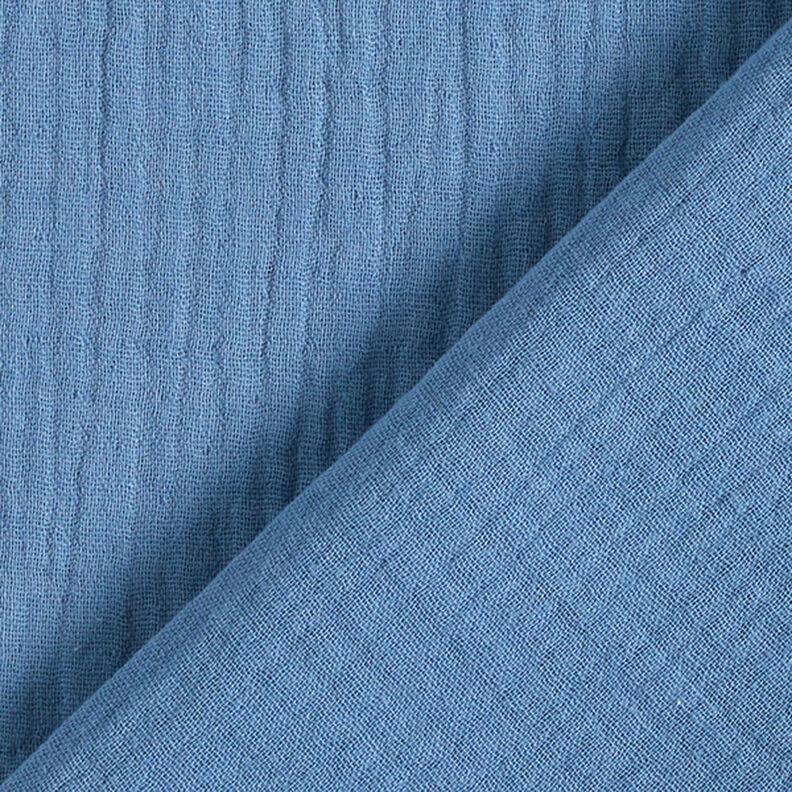 Tissu double gaze de coton – bleu acier,  image number 4