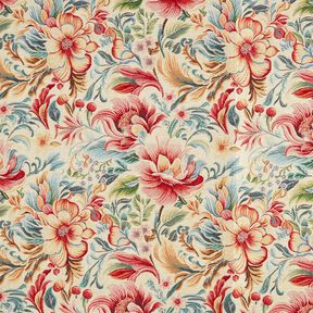Tissu de décoration Gobelin Superbes fleurs – beige clair/rouge, 