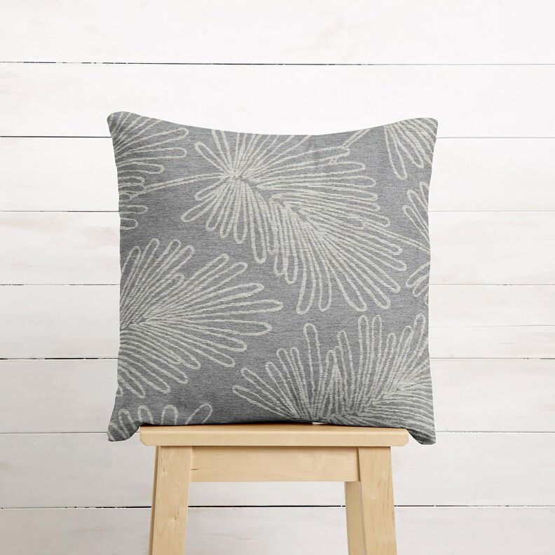 Tissu de décoration Jacquard Contours de feuilles – gris, image number 7