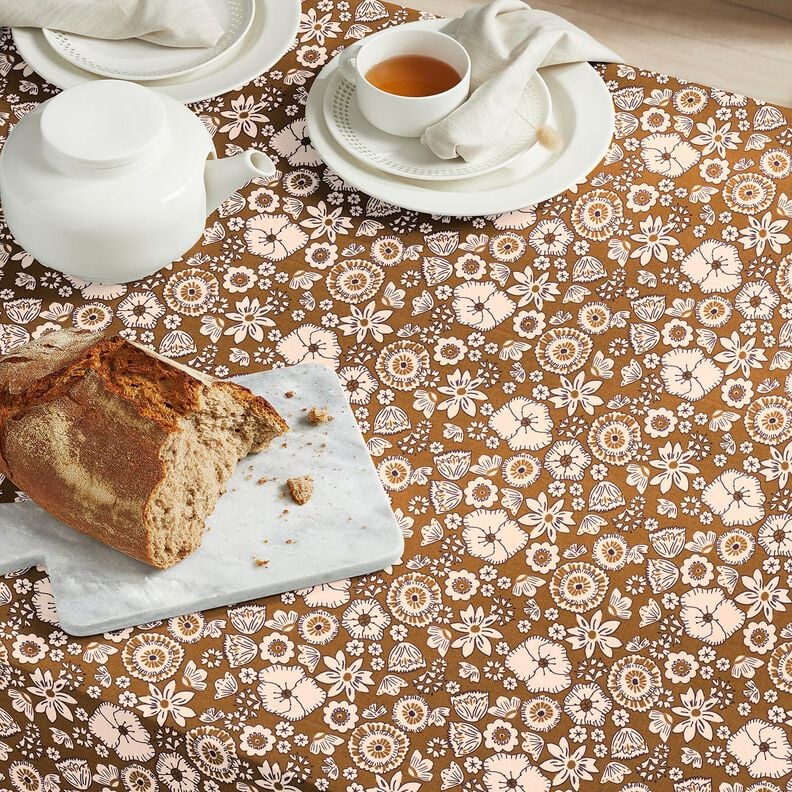 Tissu en coton Cretonne Fleurs rétro – olive/rosé,  image number 5