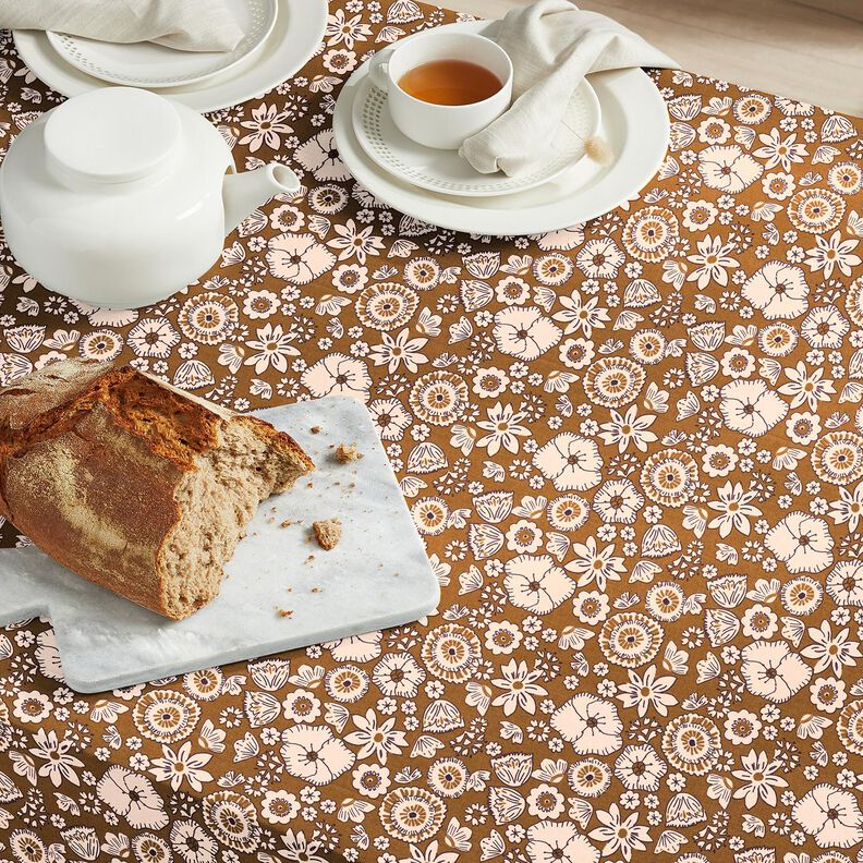 Tissu en coton Cretonne Fleurs rétro – olive/rosé, image number 5