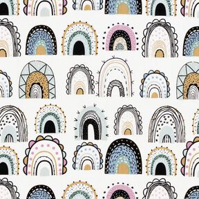 Popeline coton arcs-en-ciel ondulés – blanc, 