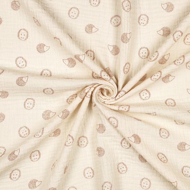 Tissu double gaze de coton Hérissons | Poppy Fabrics – nature/marron clair,  image number 3
