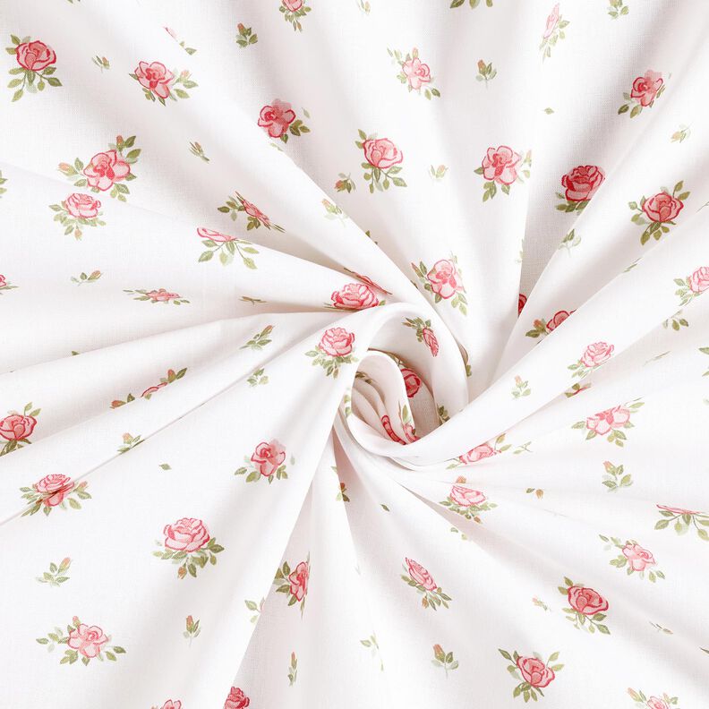 Popeline coton zarte Rosen – rouge/blanc,  image number 3