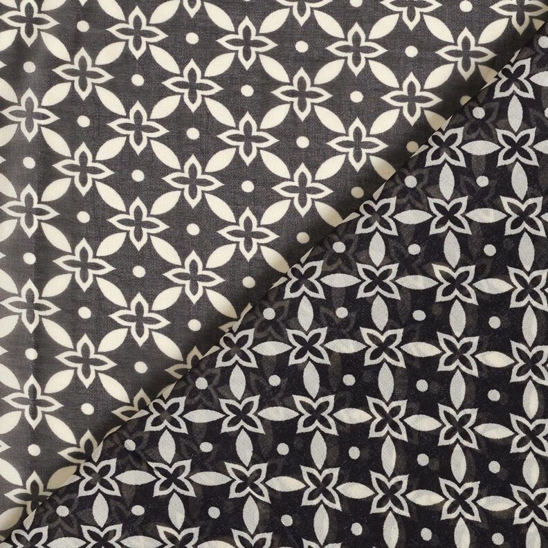 Chiffon ornements floraux – noir/blanc,  image number 4