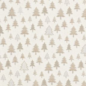 Tissu de décoration Jacquard sapins scintillants – beige/argent, 