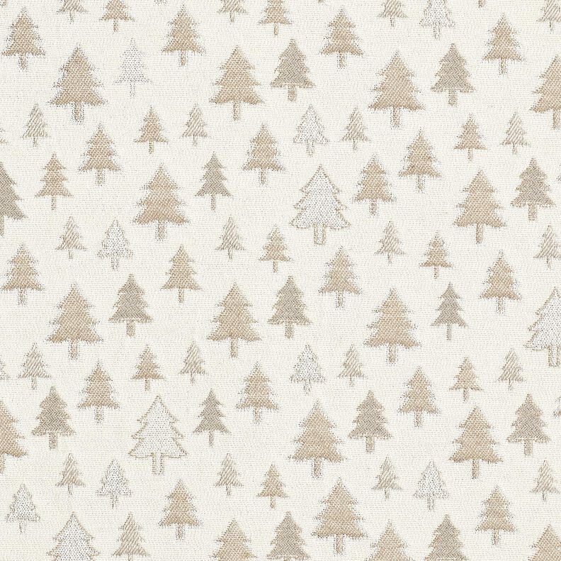 Tissu de décoration Jacquard sapins scintillants – beige/argent,  image number 1