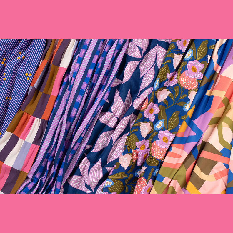 Satin de coton Rayures | Nerida Hansen – bleu marine/rose vif,  image number 7