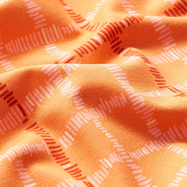GOTS Jersey coton Carreaux | Tula – orange/terre cuite,  image number 2