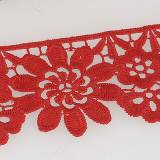 Ruban dentelle à fleurs  – rouge, 