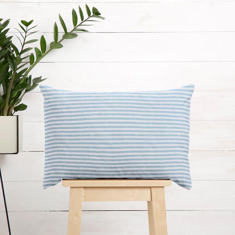 Tissu en coton Cretonne rayures décontractées – bleu clair/blanc, image number 7