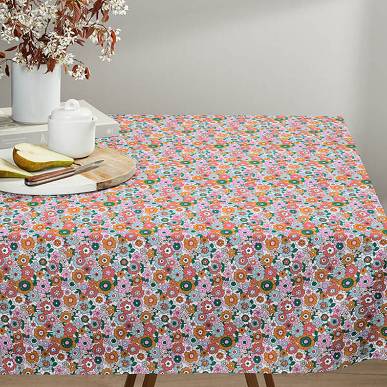 Tissu en coton Cretonne Fleurs multicolores – blanc/orange clair,  image number 6