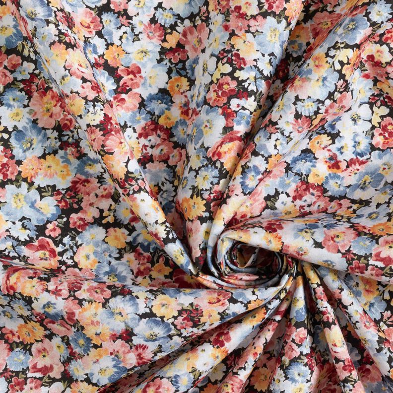 Tissu viscose Prairie fleurie – jean bleu clair/noir,  image number 3