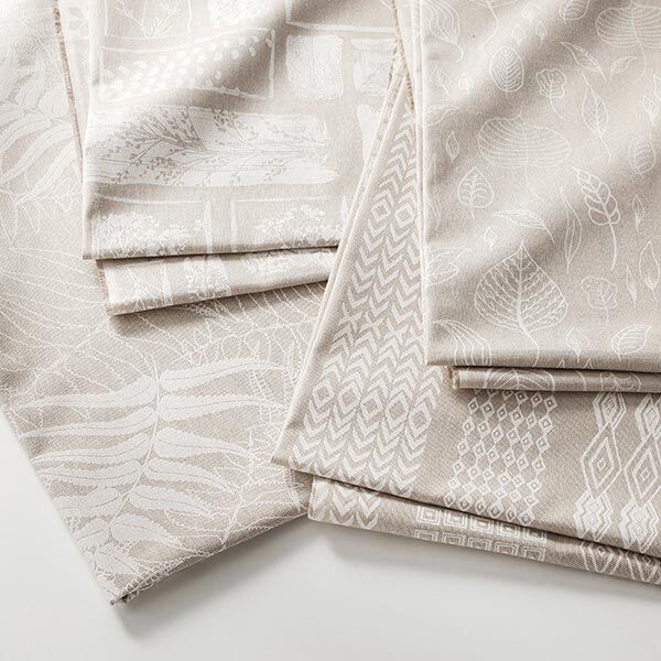 Tissu de décoration Semi-panama feuilles de fougère en filigrane – nature/blanc, image number 6