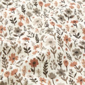 Tissu double gaze de coton Fleurs d'automne – écru, 