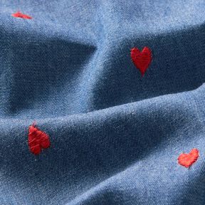 Chambray  – bleu jean/rouge feu, 