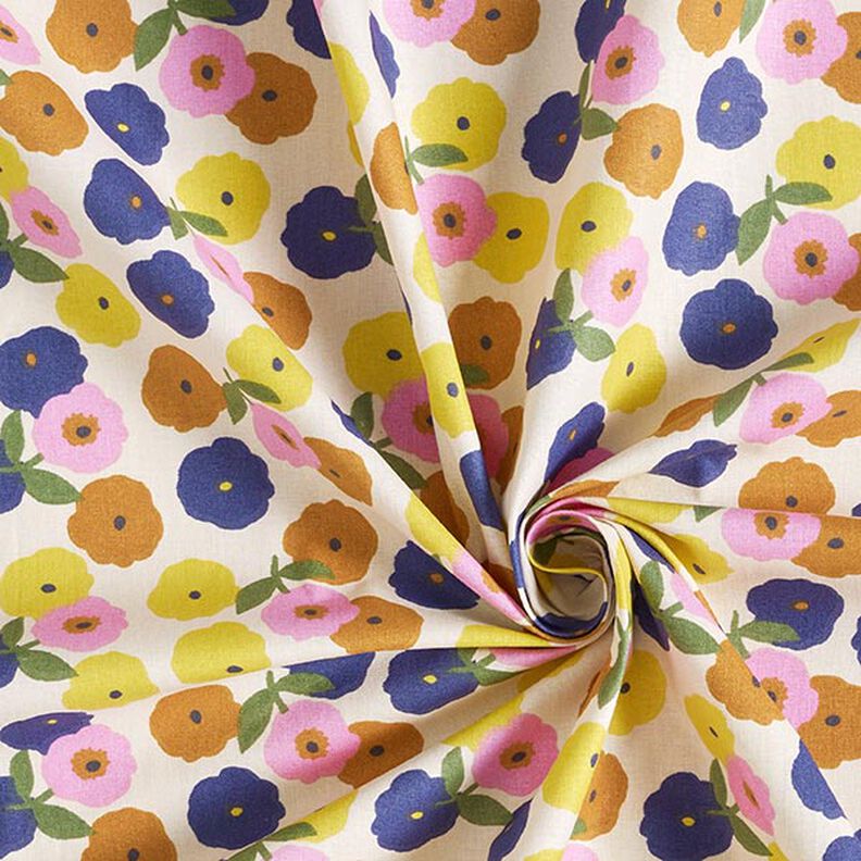 Tissu en coton Cretonne Fleurs rondes – crème/lilas pastel,  image number 3