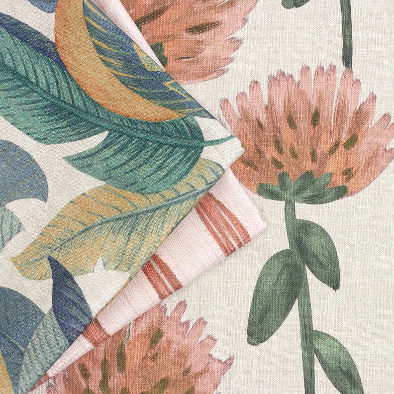 Tissu de décoration Semi-panama trèfle en fleurs – rouge/taupe clair,  image number 5