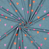 Jersey coton Cœurs en néon | by Poppy – bleu pigeon/orange néon,  thumbnail number 3
