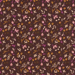 Tissu en coton Cretonne Petites branches – marron foncé/raisin, 