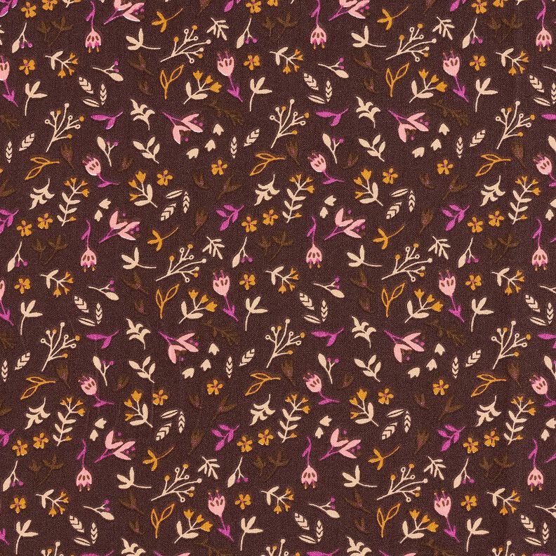 Tissu en coton Cretonne Petites branches – marron foncé/raisin, image number 1