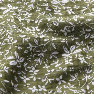 Tissu double gaze de coton Vrilles de fleurs – olive, 