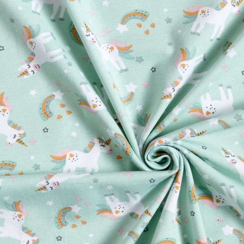 Jersey coton Licorne et arc en ciel – bleu glacier, image number 3