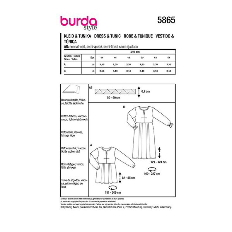 Robe / Tunique - Grande taille | Burda 5865 | 44-54,  image number 9