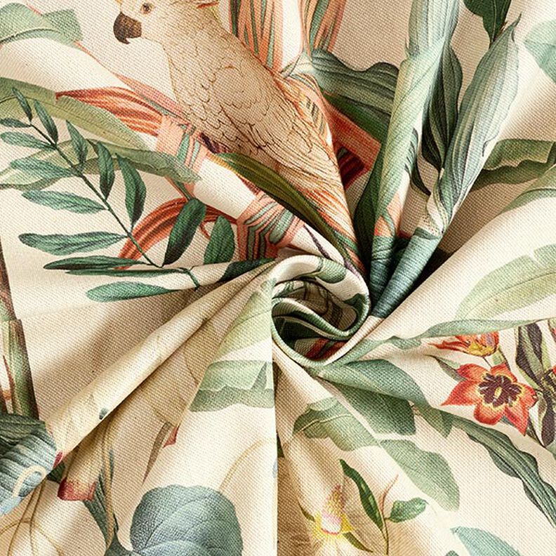 Tissu de décoration Semi-panama perroquet de la jungle – nature/vert, image number 3