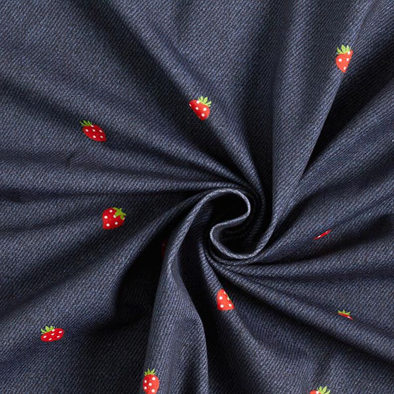 Jersey coton Fraises en aspect jean Impression numérique – gris bleu/rouge feu,  image number 3