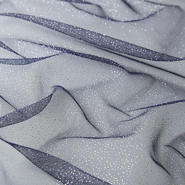 Tissu tulle scintillant – bleu marine/argent,  image number 3