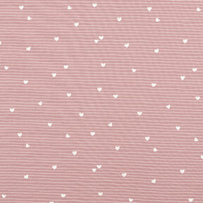 Jersey coton Cœurs et rayures – vieux rose clair, 