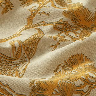 Tissu décoratif Toile Grue chinoise – anémone/jaune curry, 