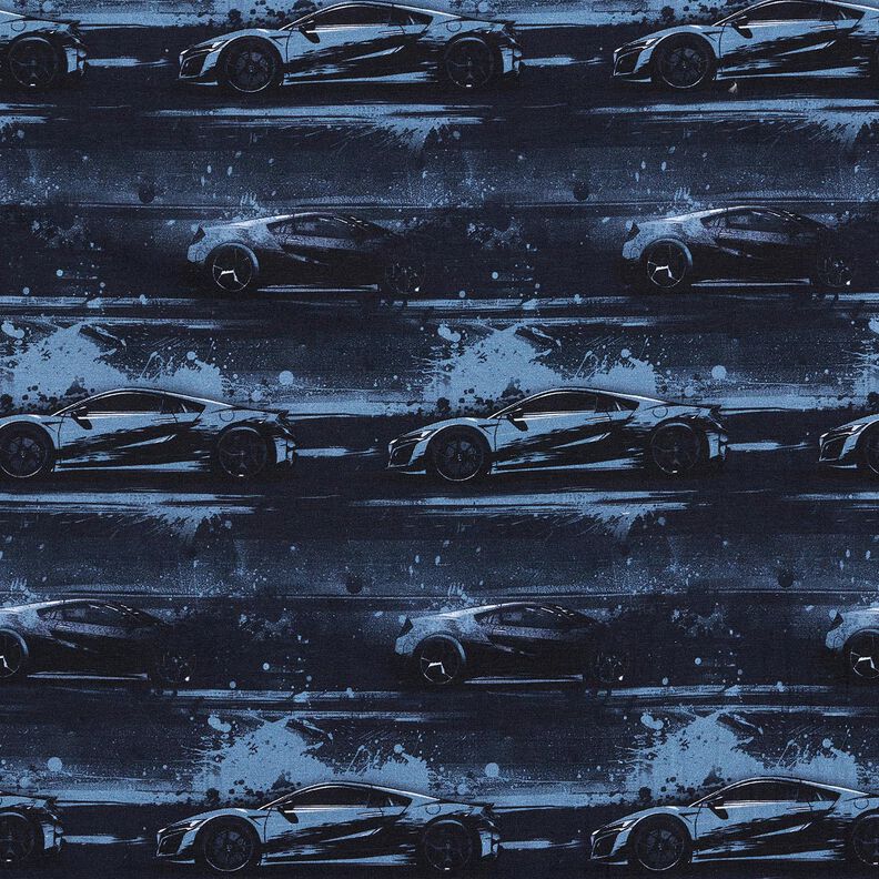 Jersey coton voiture de course Impression numérique – bleu noir,  image number 1