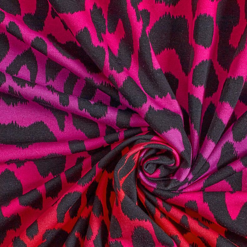 French Terry Sweat d’été Dégardé de couleurs léopard Impression numérique | by Poppy – pourpre/rouge,  image number 3
