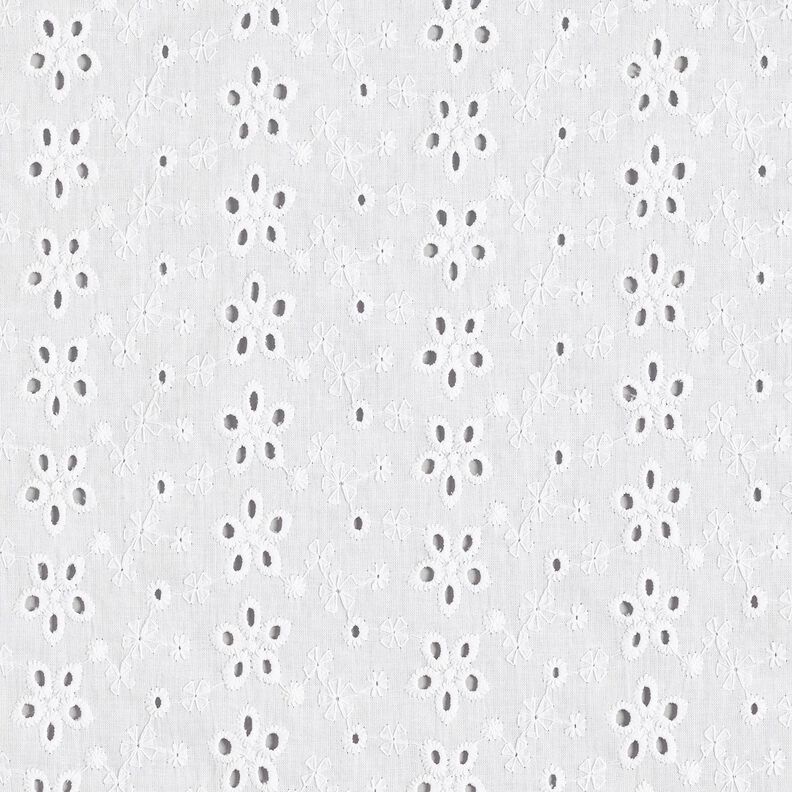 Batiste de coton Dentelle brodée Rangées de fleurs – blanc,  image number 1