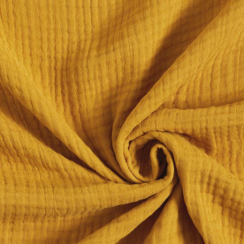 GOTS Tissu triple gaze de coton – jaune curry,  image number 1