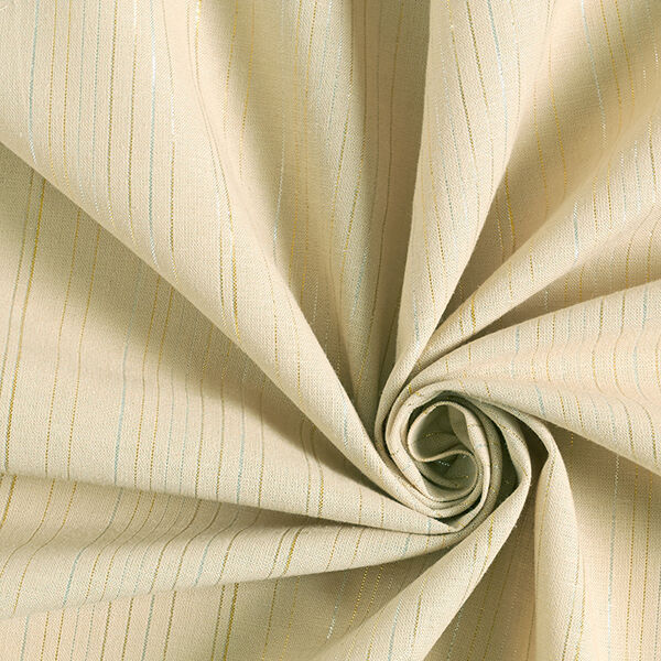 Mélange lin coton rayures pailletées – beige,  image number 3