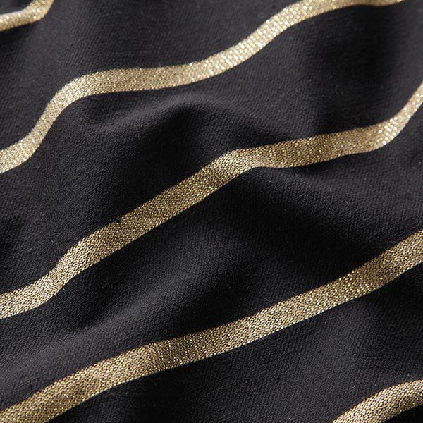 Coton stretch Rayures scintillantes – noir/or,  image number 2