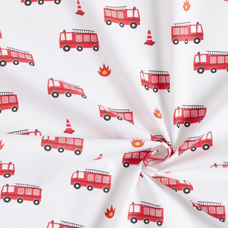 Popeline coton Pompiers – blanc,  image number 3