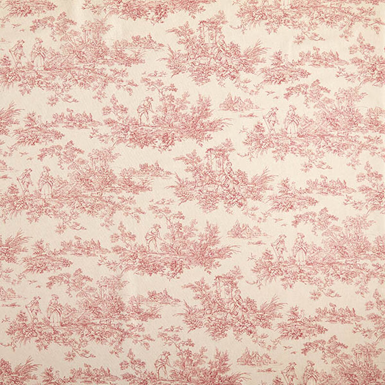 Tissu de décoration Semi-panama Toile de Jouy classique – carmin/nature,  image number 1