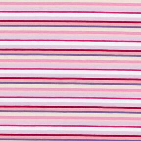 Jersey coton Ringelstreifen – mauve/rose vif, 