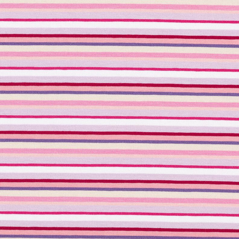 Jersey coton Ringelstreifen – mauve/rose vif,  image number 1